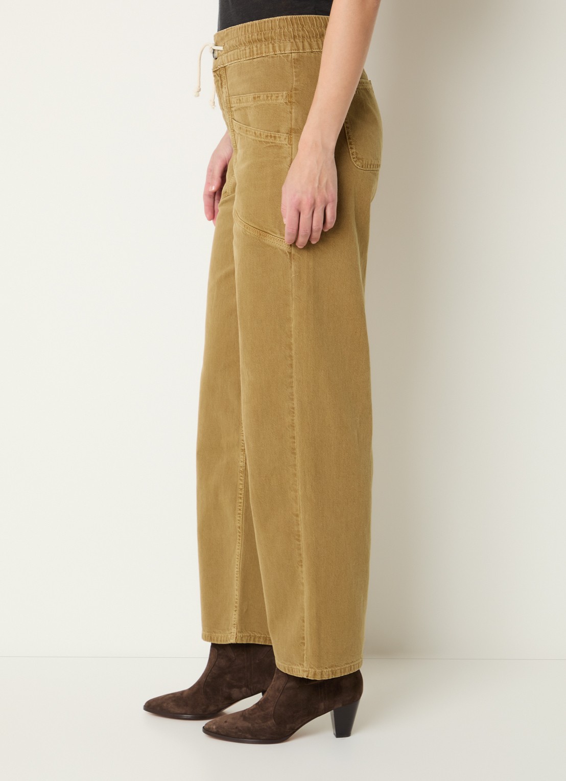 ba&sh Fima high waist straight leg broek met steekzakken - detail 5 camel