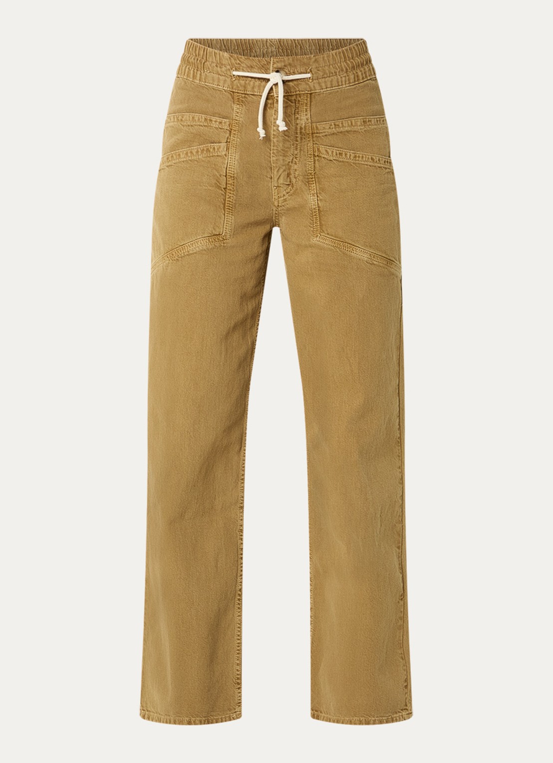 ba&sh Fima high waist straight leg broek met steekzakken - voorkant 2 camel