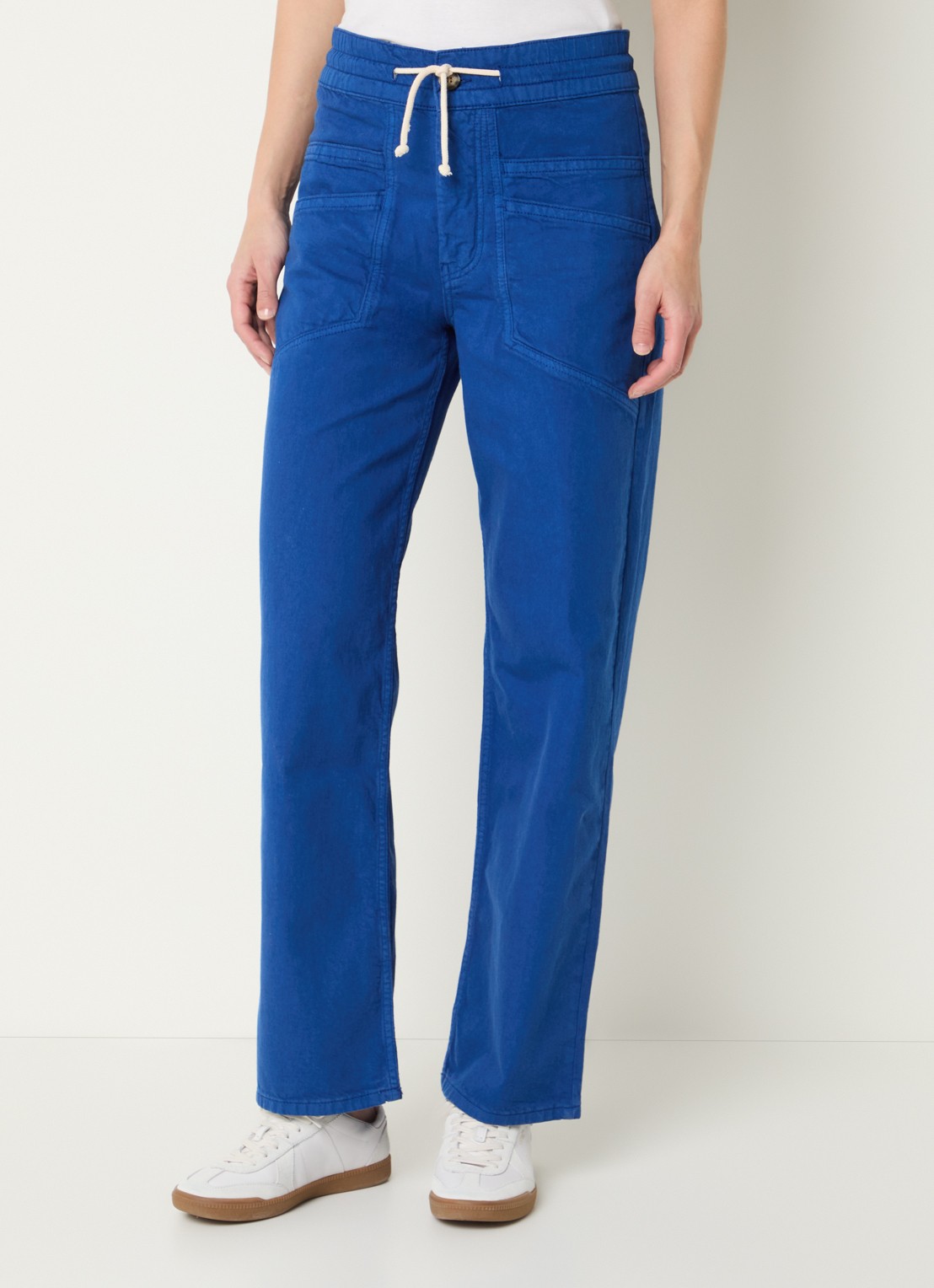 ba&sh Fima high waist straight leg broek met steekzakken - detail 4 blauw