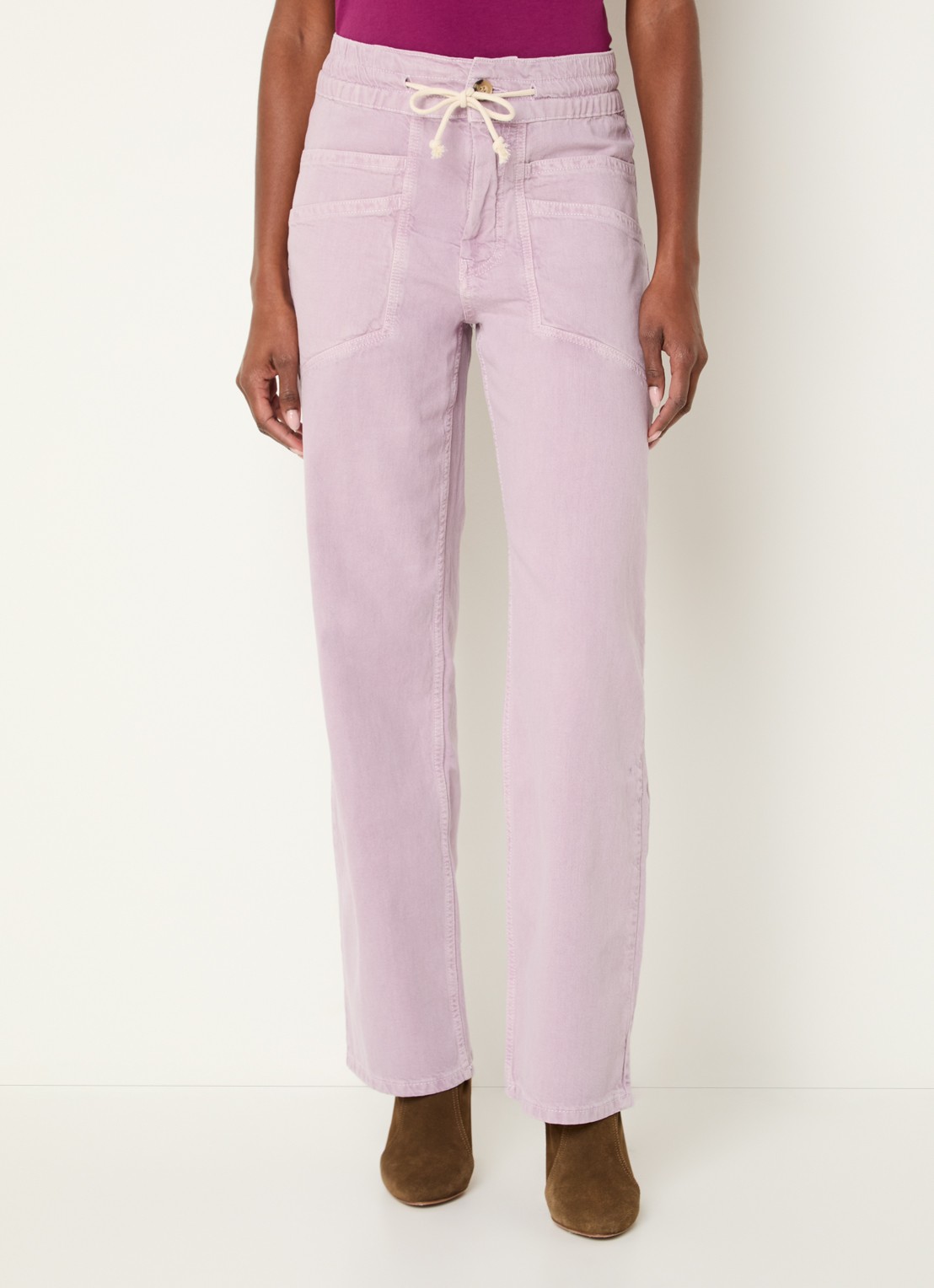 ba&sh Fima high waist straight leg broek met steekzakken - detail 4 lichtpaars