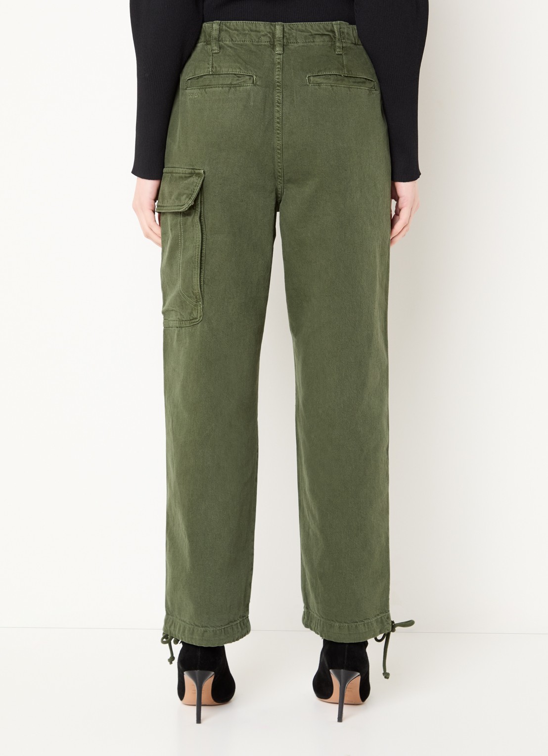 ba&sh Fino high waist tapered jeans met gekleurde wassing - achterkant khaki