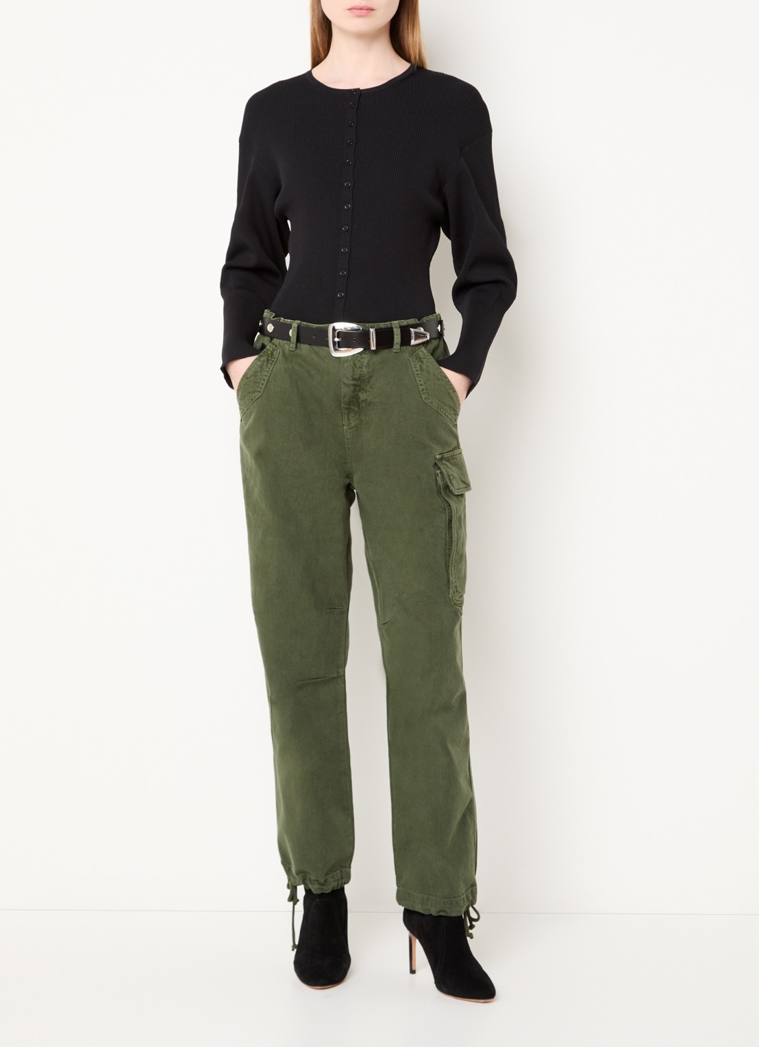 ba&sh Fino high waist tapered jeans met gekleurde wassing - voorkant 3 khaki