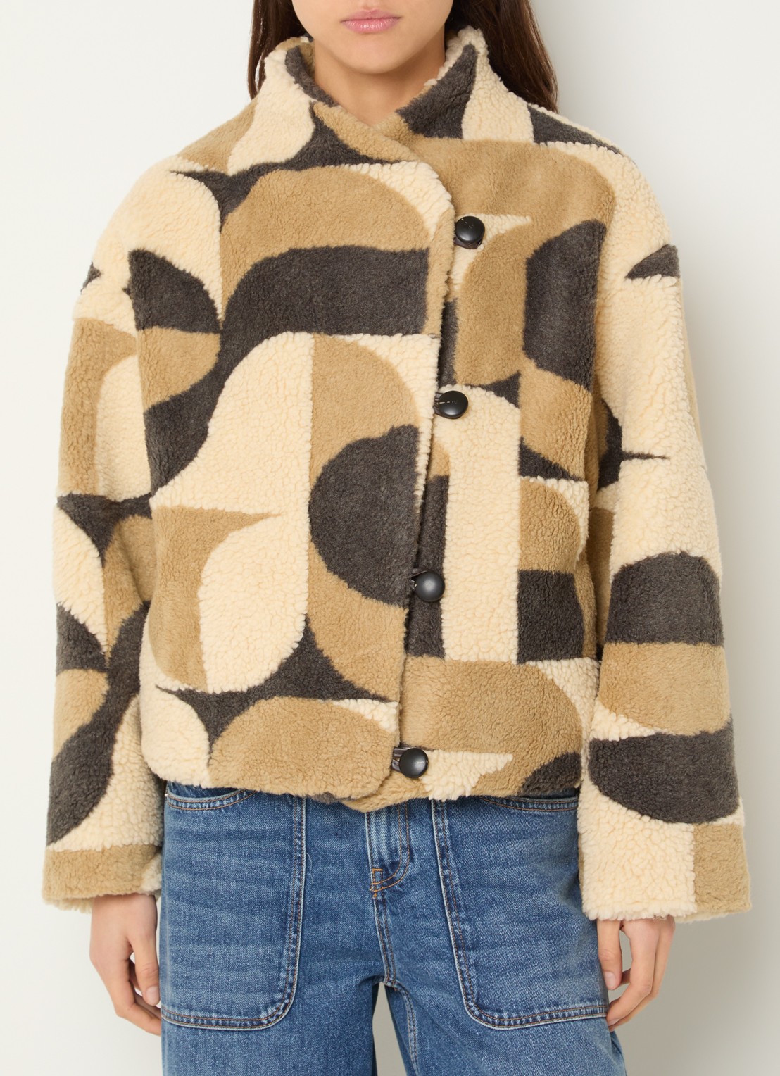 ba&sh Futura jack van teddy met print - detail 2 creme