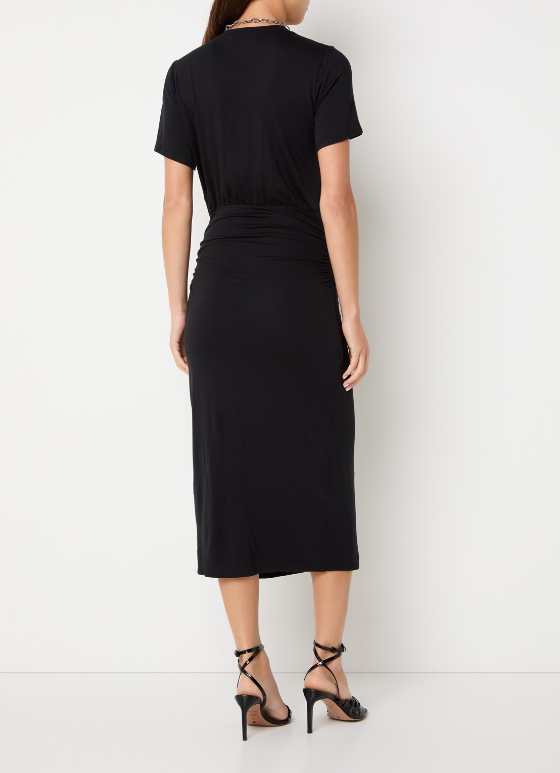 ba&sh Galtea asymmetrische midi jurk van jersey met split - achterkant 2 zwart