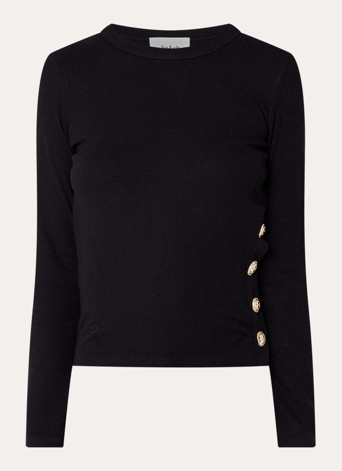 ba&sh Giulia longsleeve met knoopdetail - voorkant 2 zwart