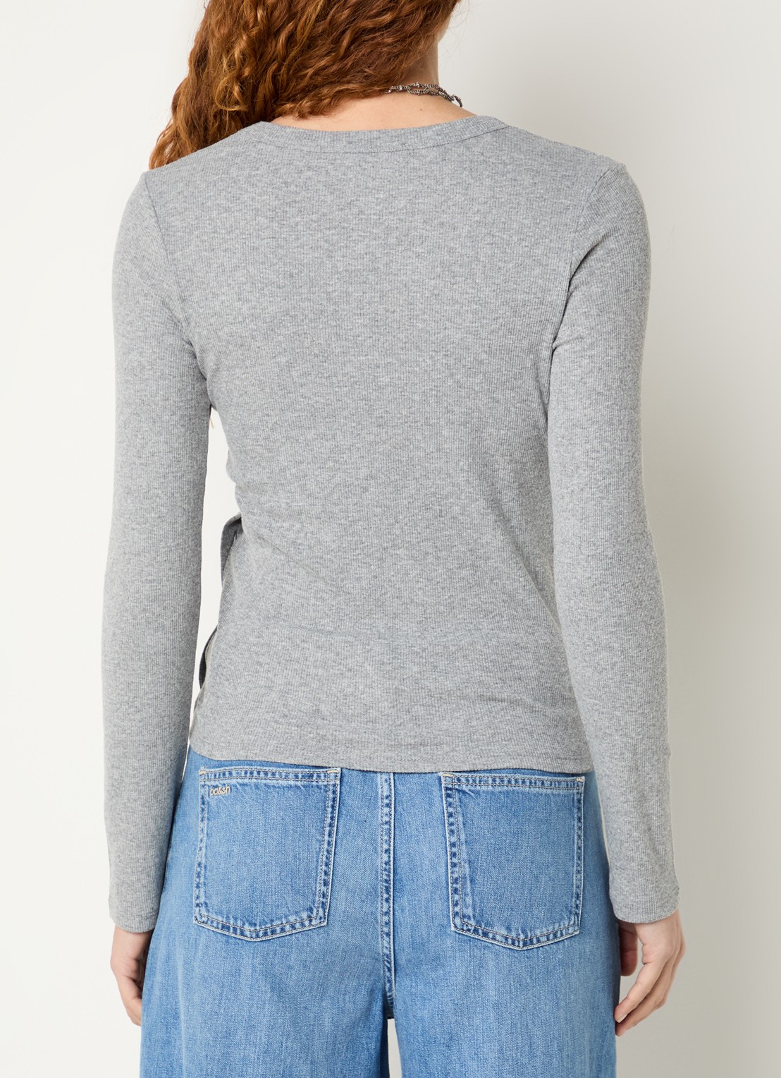 ba&sh Giulia longsleeve met knoopdetail - achterkant 2 grijs