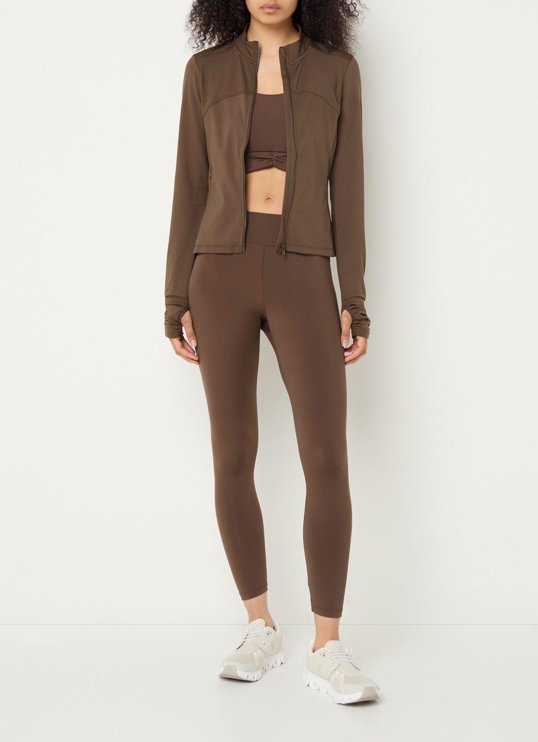 ba&sh Gladys sweatvest met ritszakken - voorkant 2 bruin