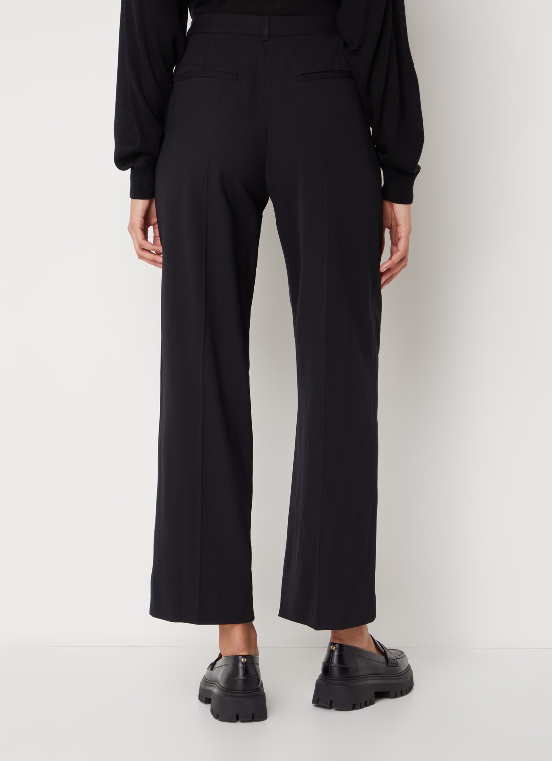 ba&sh Gona high waist wide fit pantalon met plooidetail - achterkant 4 zwart