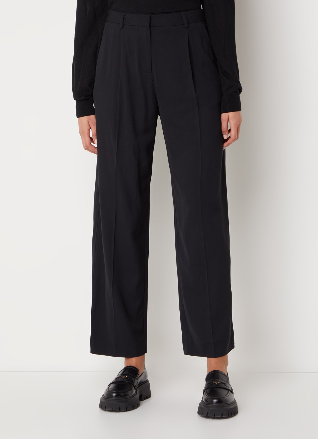ba&sh Gona high waist wide fit pantalon met plooidetail - detail 3 zwart