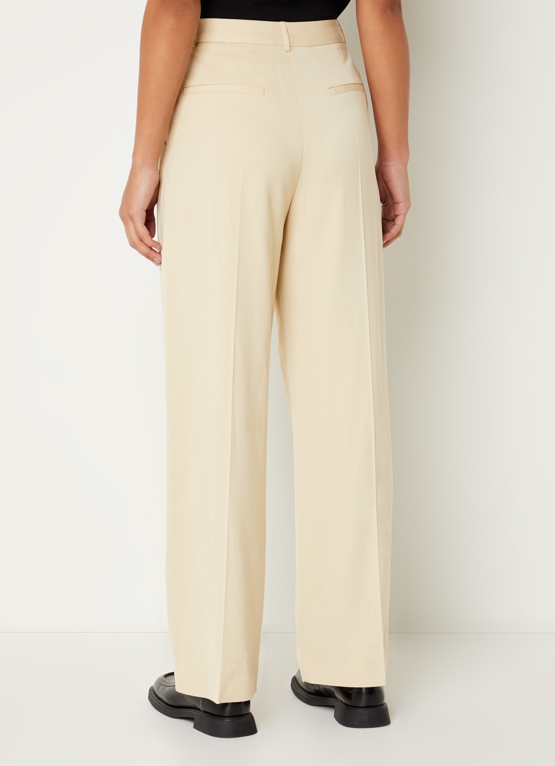 ba&sh Gona high waist wide fit pantalon met plooidetail - achterkant 4 beige