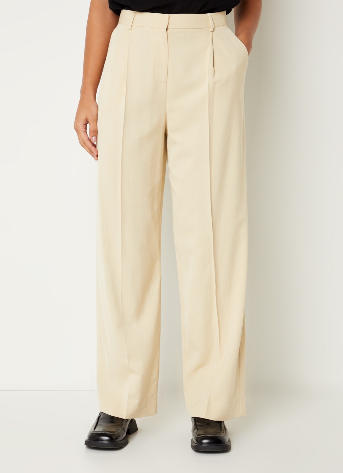 ba&sh Gona high waist wide fit pantalon met plooidetail - detail 3 beige
