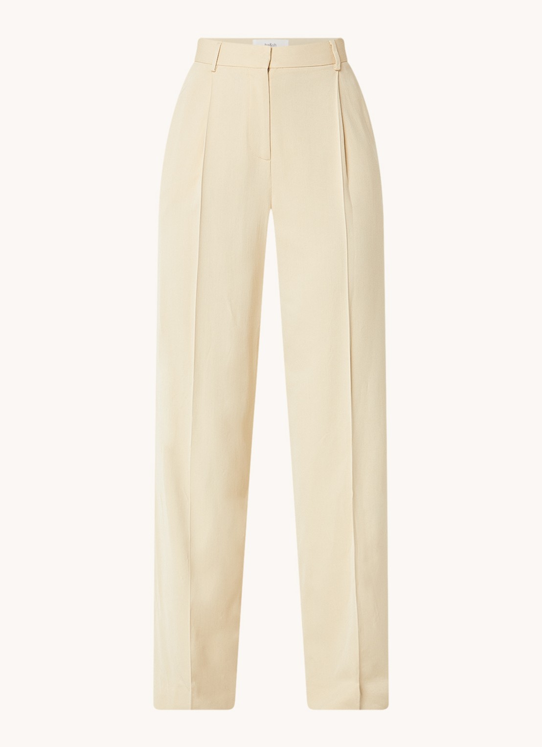 ba&sh Gona high waist wide fit pantalon met plooidetail - voorkant beige