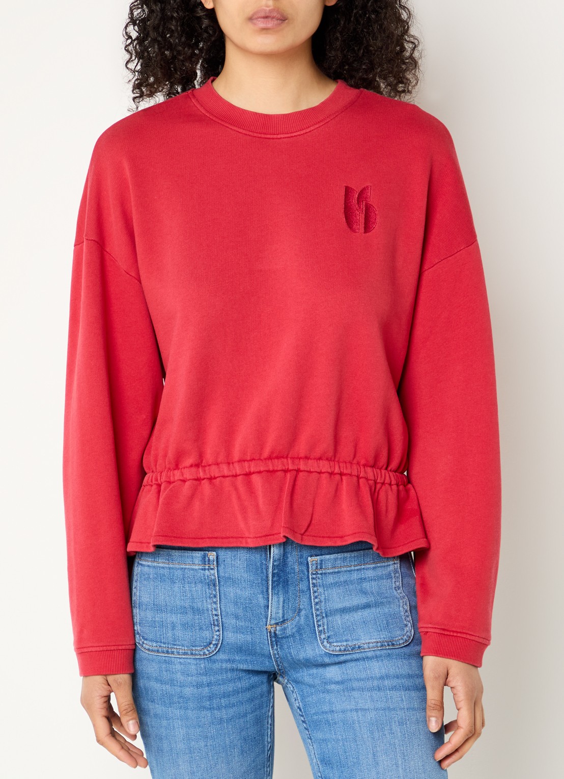 ba&sh Gretta sweater met borduring - detail 3 rood