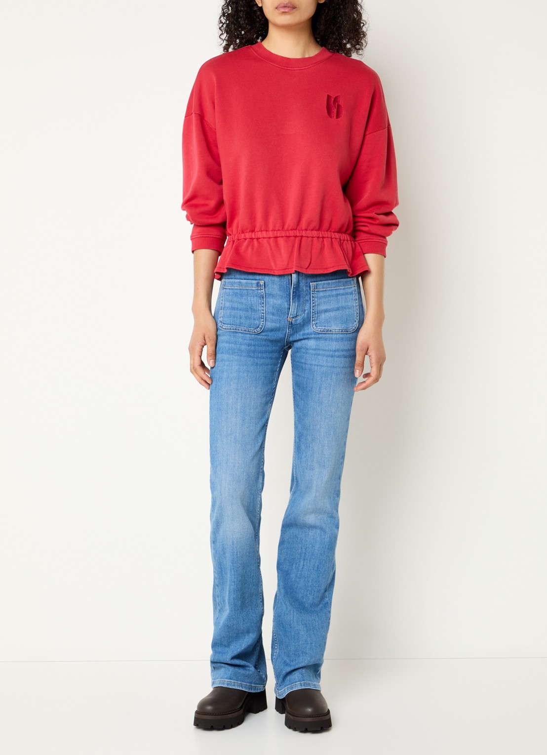 ba&sh Gretta sweater met borduring - voorkant 2 rood