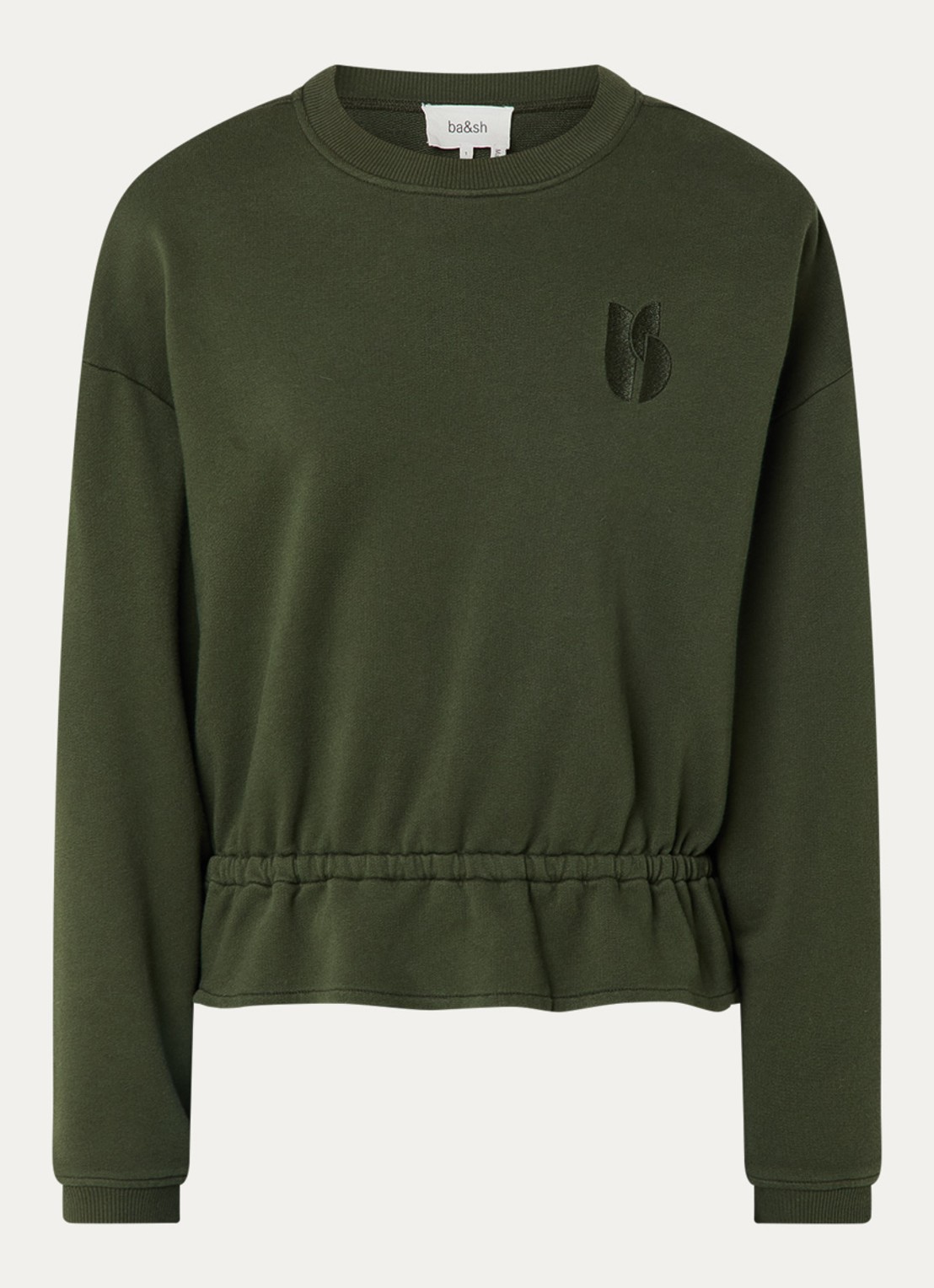 ba&sh Gretta sweater met borduring - voorkant 3 legergroen