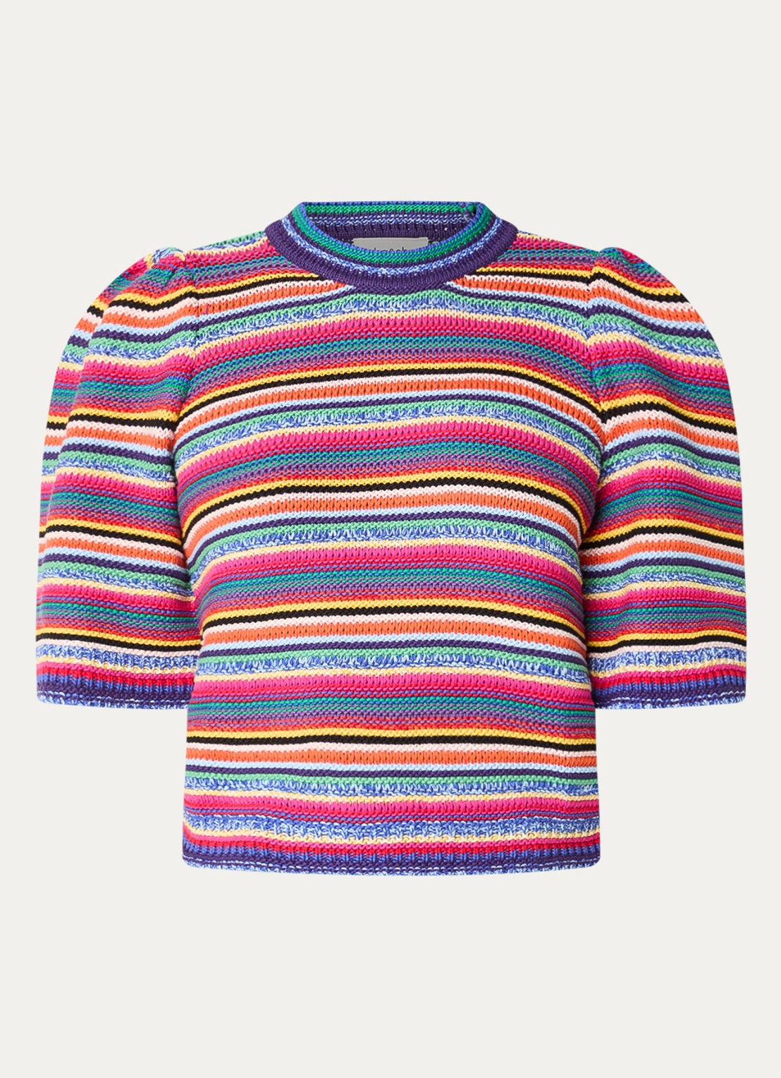 ba&sh Grofgebreide top met streepprint - voorkant multicolor