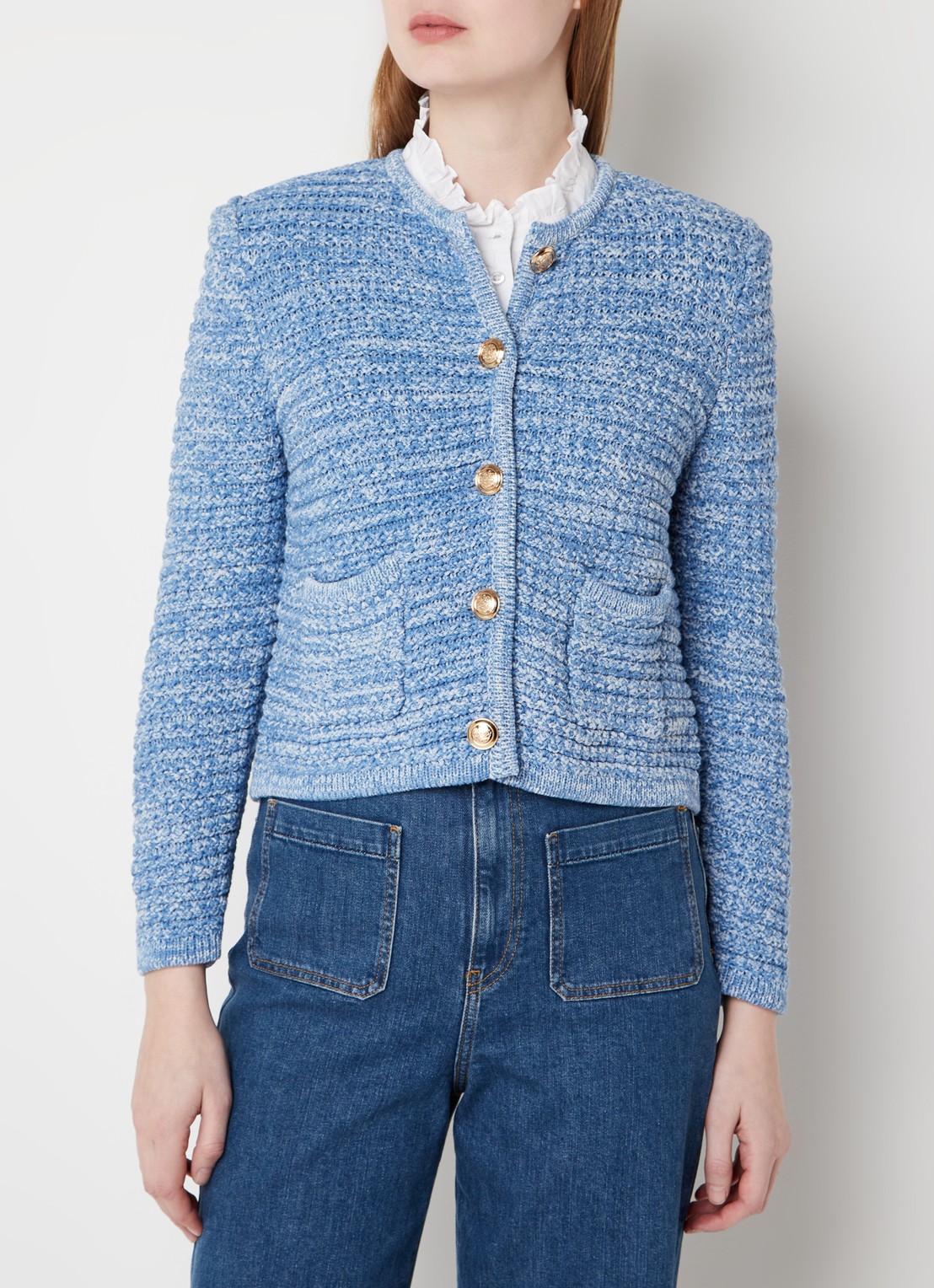 Ba&sh GUSPA CARDIGAN - detail blauwgrijs