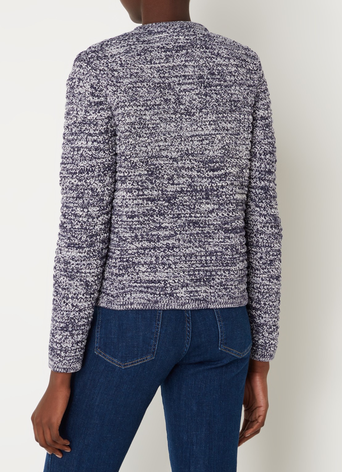 ba&sh Guspa grofgebreid vest met gemêleerd dessin - achterkant 3 donkerblauw