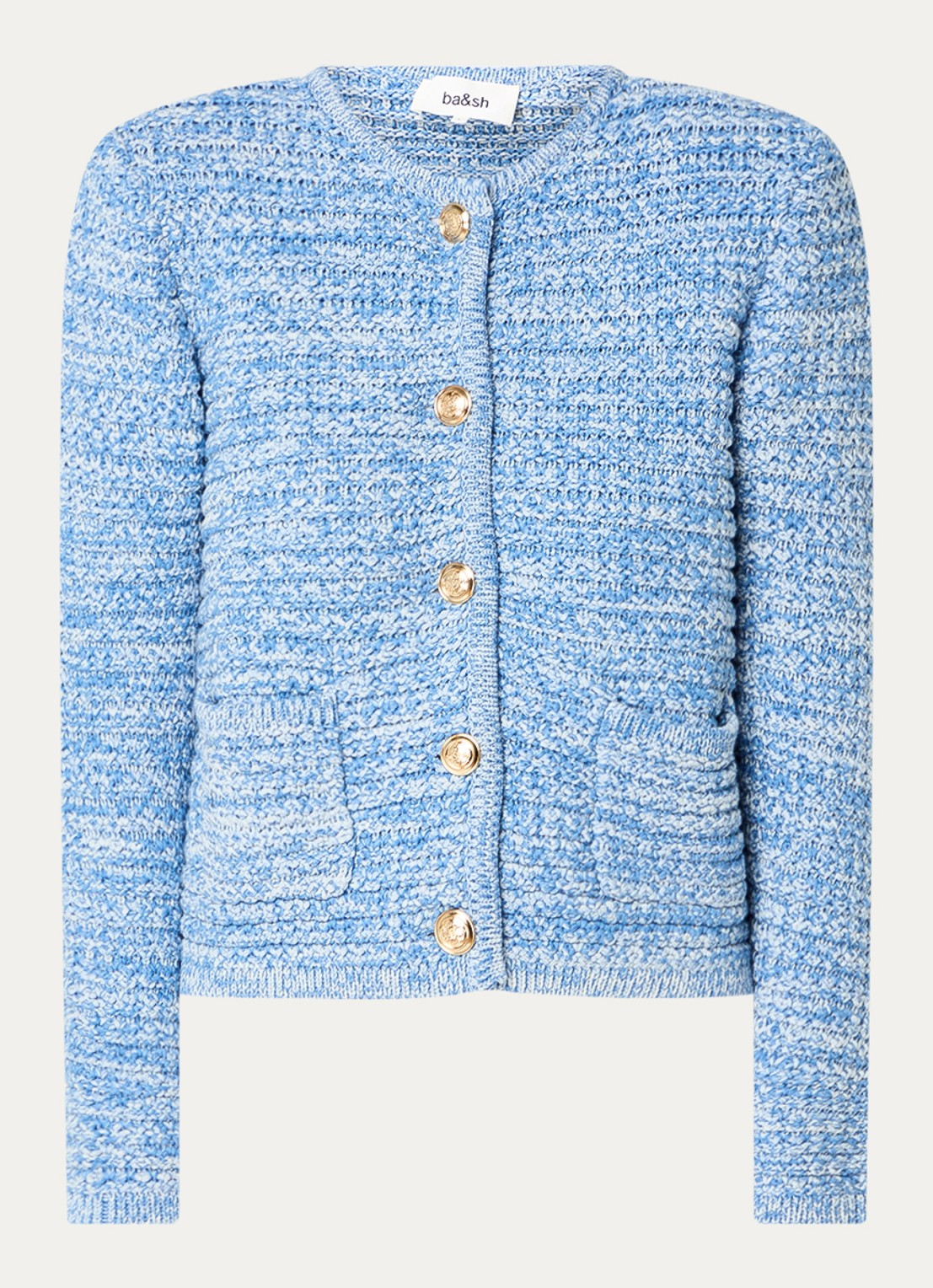 ba&sh Guspa grofgebreid vest met opgestikte zakken - voorkant 4 blauw