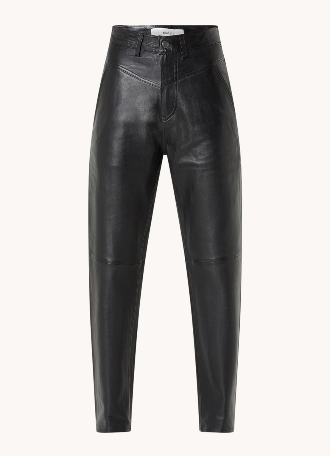 Ba&sh Hael high waist tapered fit broek van lamsleer - voorkant 3 zwart