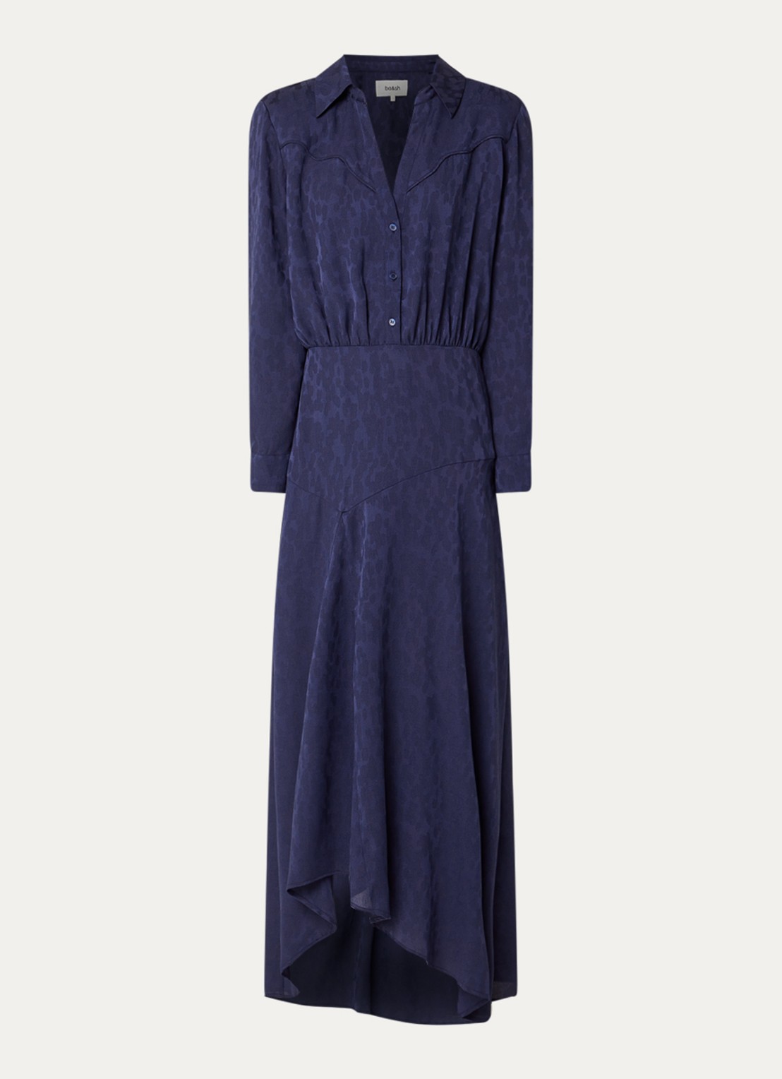 ba&sh Helia maxi blousejurk met print - voorkant 2 donkerblauw