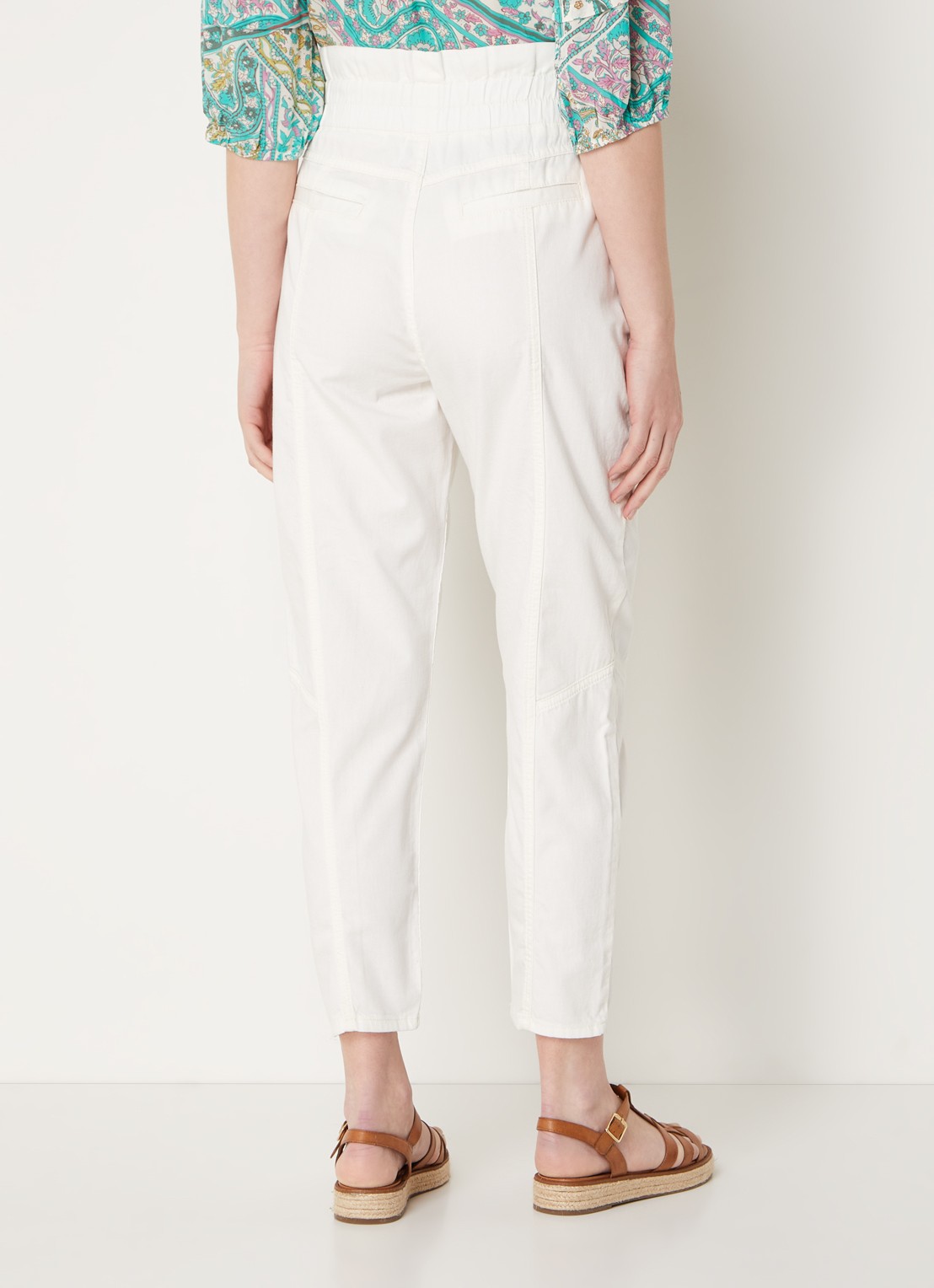 Ba&sh High waist broek met halve rits en opgestikte zakken  - achterkant wit