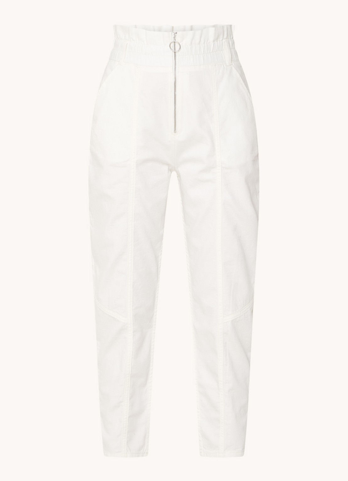 Ba&sh High waist broek met halve rits en opgestikte zakken  - voorkant 2 wit