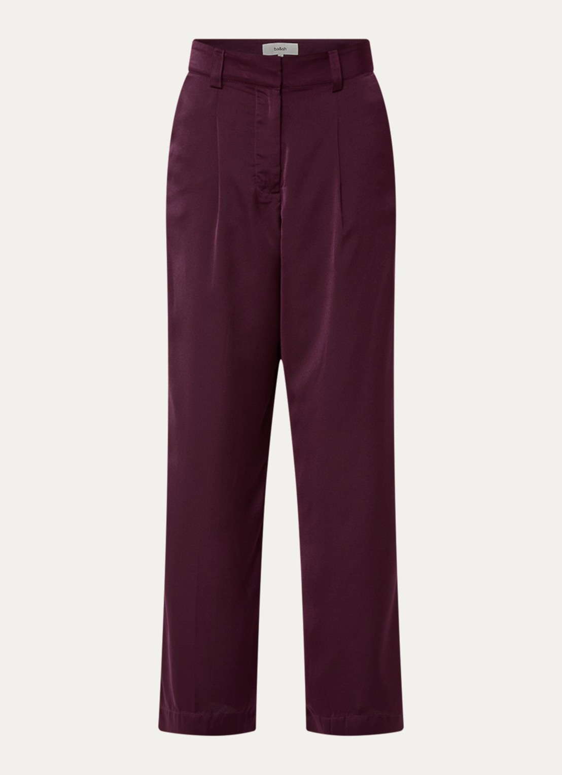 ba&sh High waist loose fit pantalon van satijn - voorkant bordeauxrood