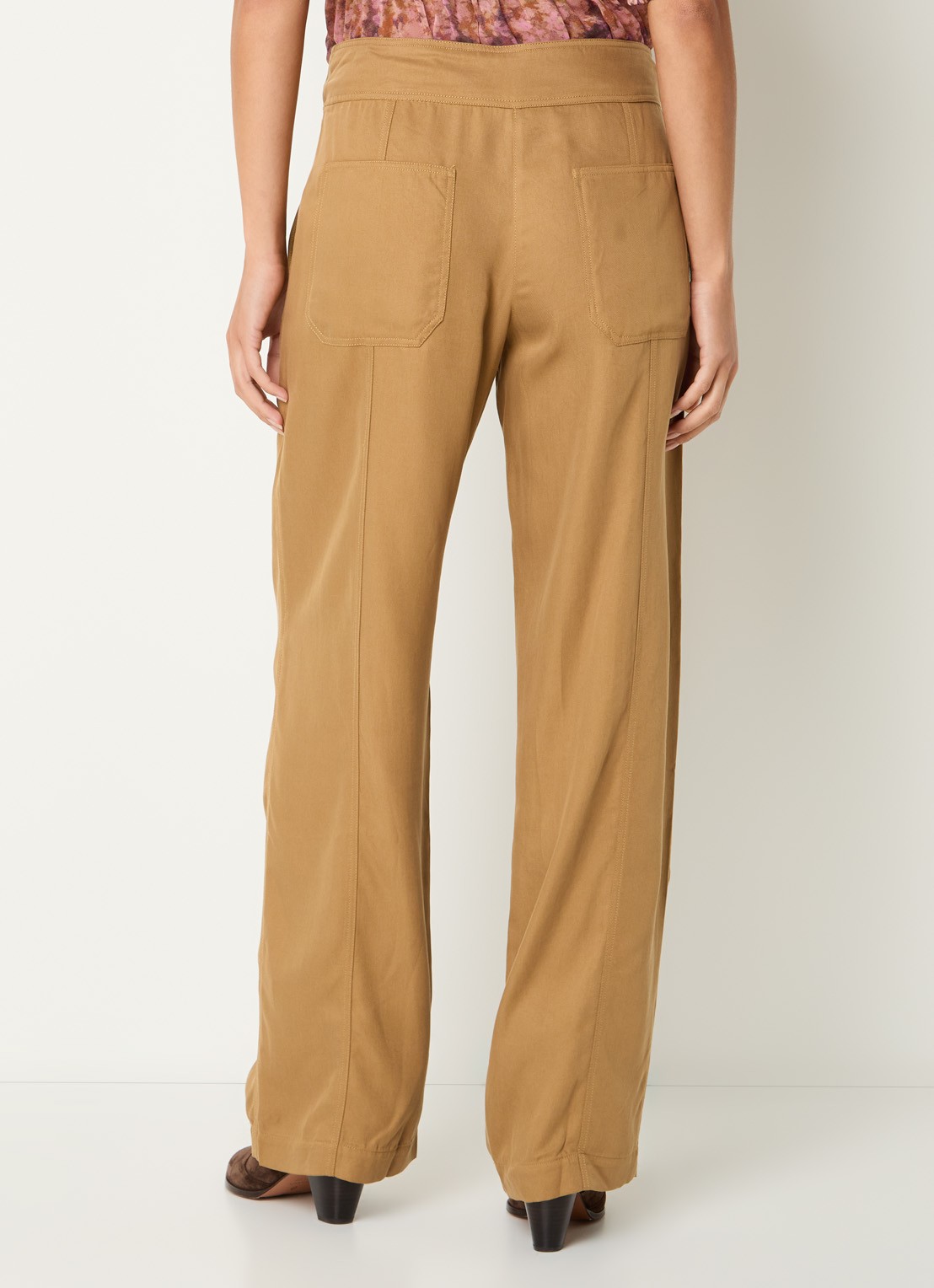 ba&sh High waist straight fit broek met steekzakken - achterkant 2 camel
