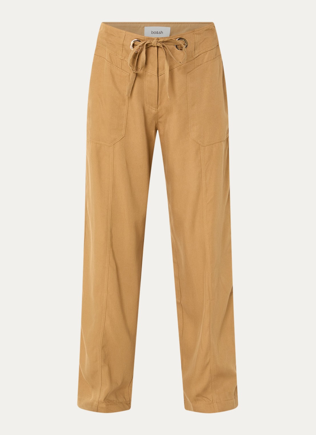 ba&sh High waist straight fit broek met steekzakken - voorkant 3 camel