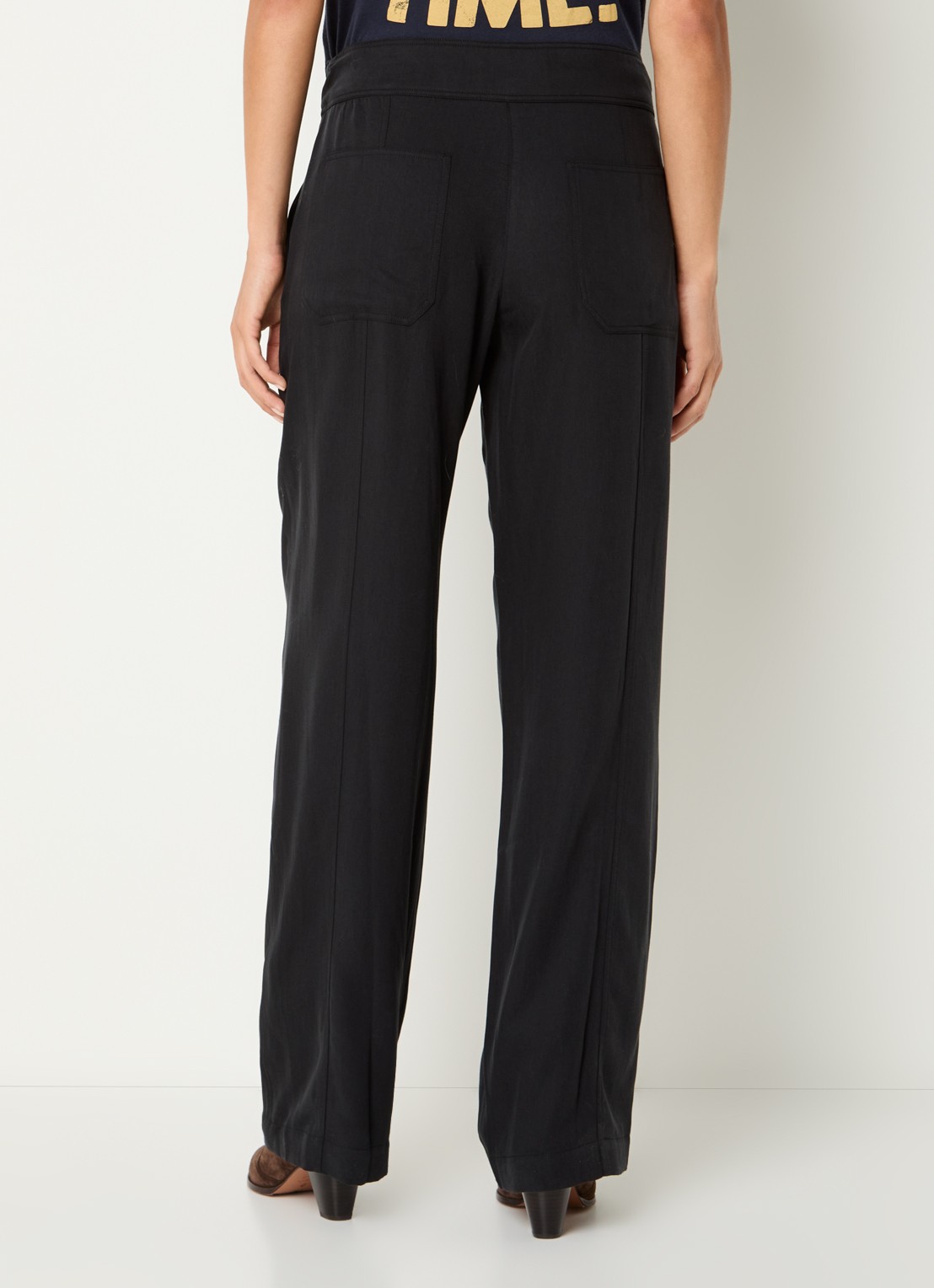 ba&sh High waist straight fit broek met steekzakken - achterkant 4 zwart