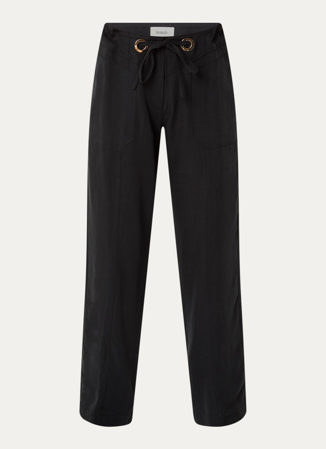 ba&sh High waist straight fit broek met steekzakken - voorkant zwart