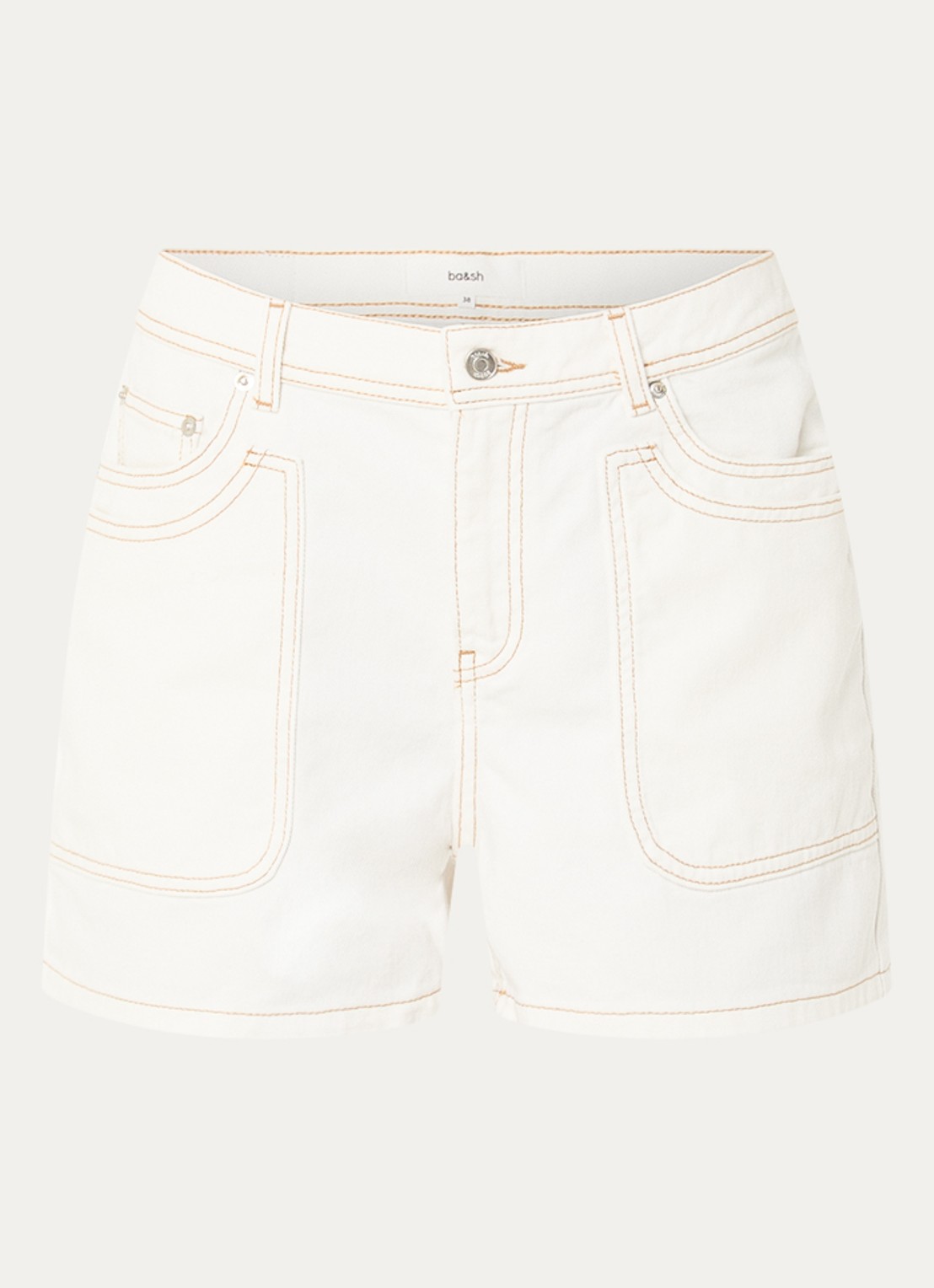 ba&sh High waist straight fit korte broek van denim - voorkant 3 wit