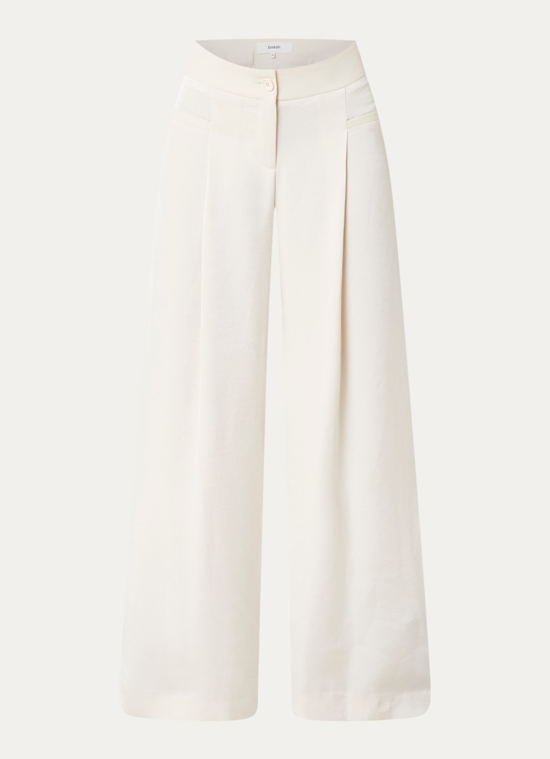 ba&sh High waist wide fit pantalon met plooidetail - voorkant 3 creme