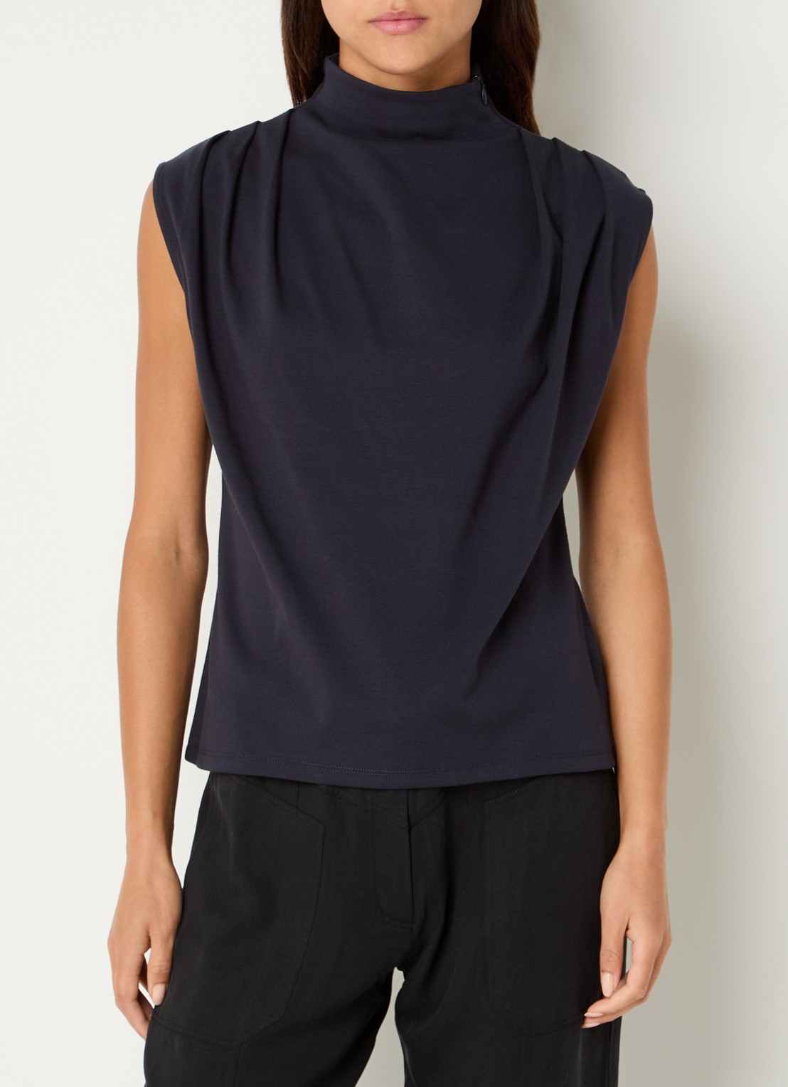 ba&sh Hoda top met opstaande kraag - detail donkerblauw
