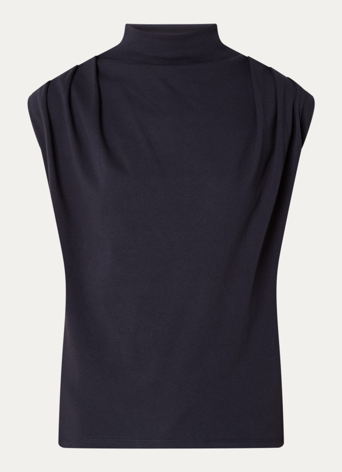 ba&sh Hoda top met opstaande kraag - voorkant 3 donkerblauw