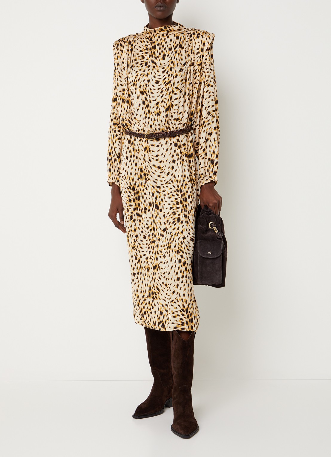 ba&sh Hoelia maxi tuniekjurk met dierenprint - detail ivoor