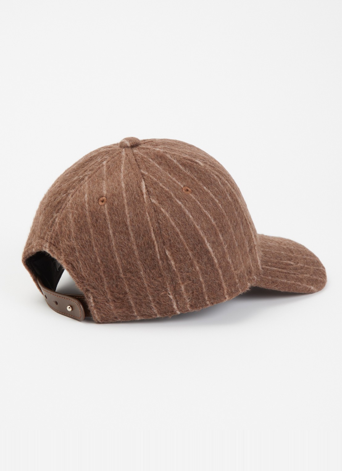 ba&sh Hugo pet in wolblend met streepprint en logo - detail bruin