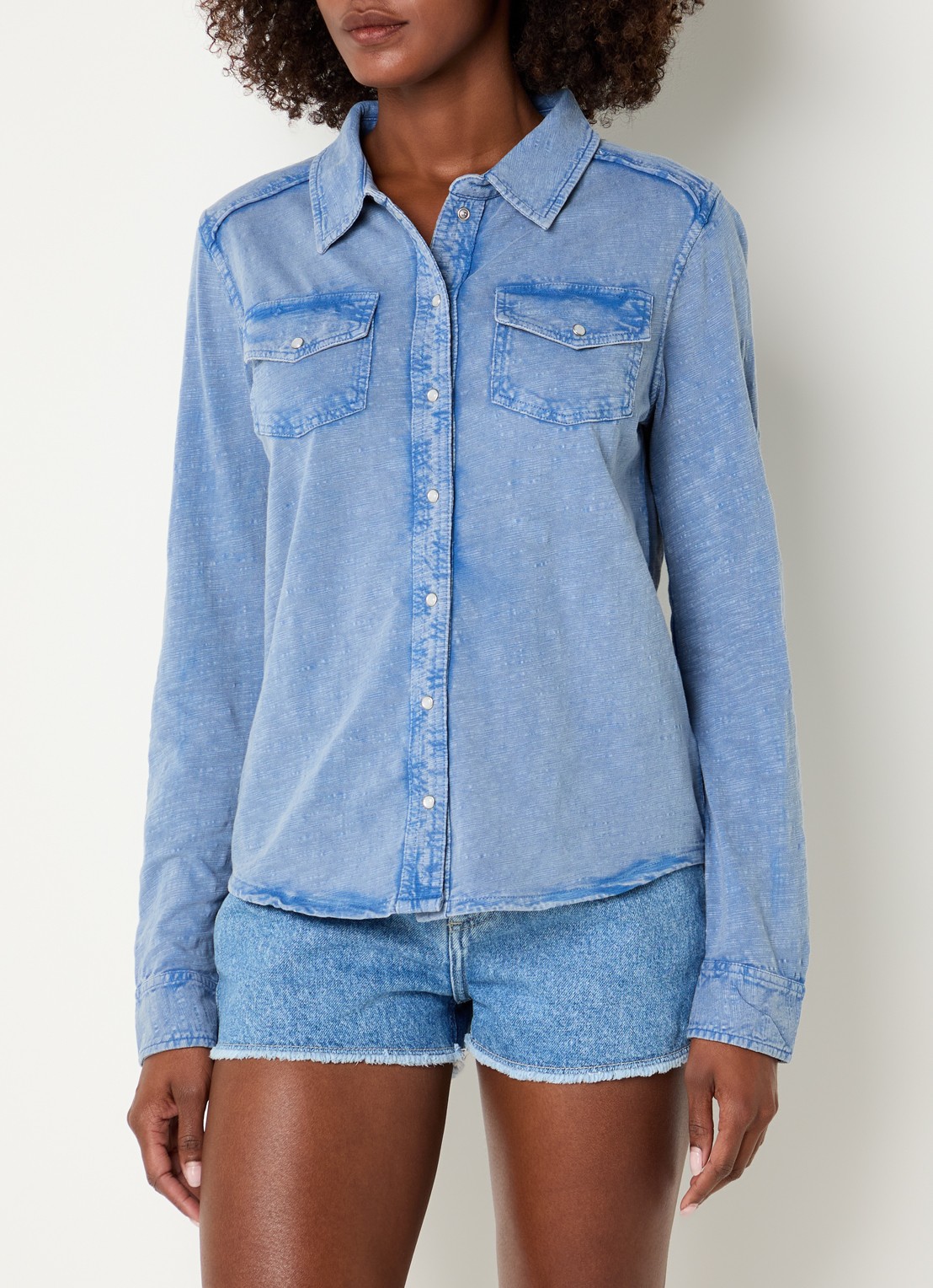 ba&sh Icare blouse met borstzakken - detail 2 indigo