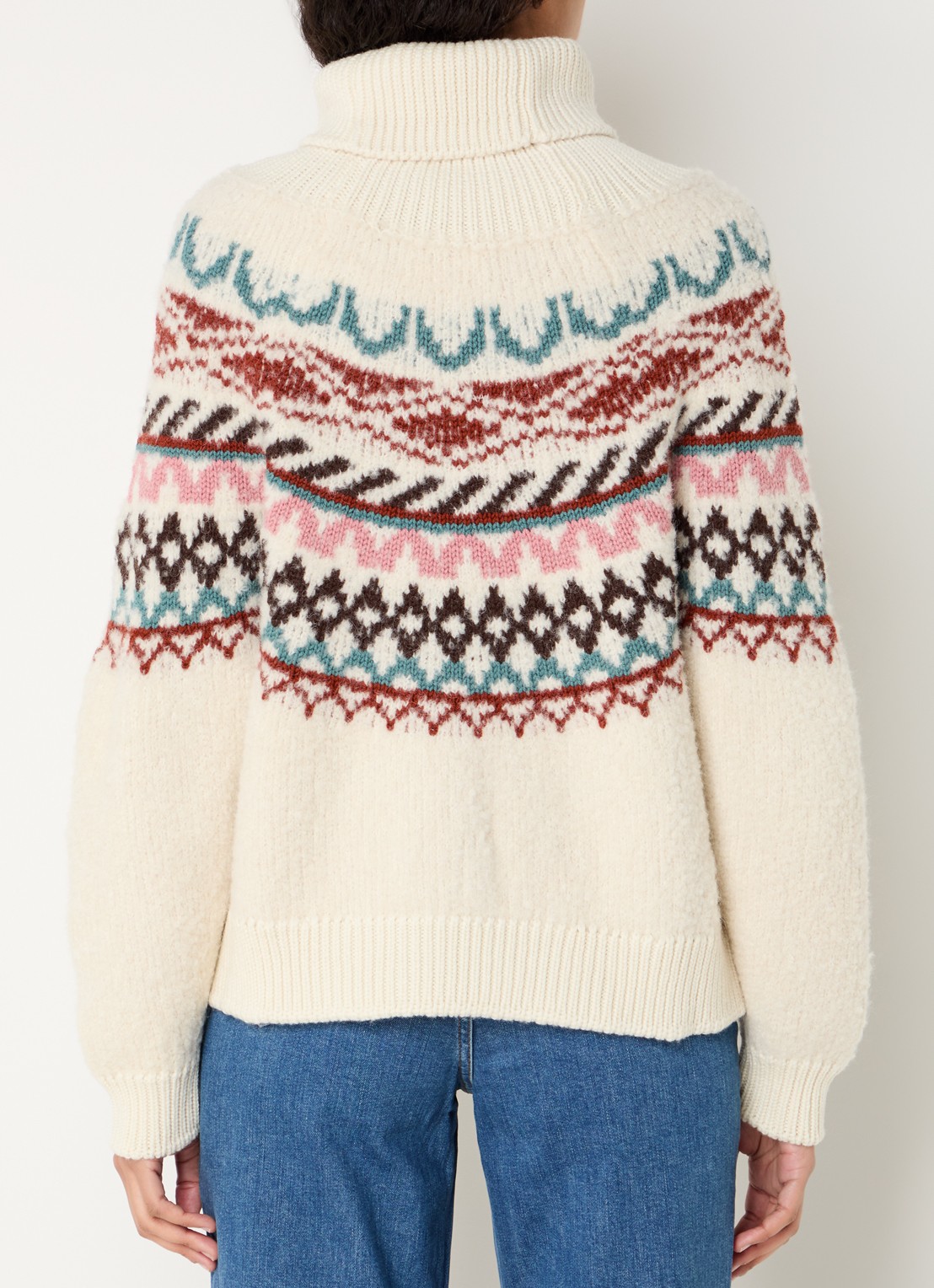 ba&sh Iceberg grofgebreide trui in alpaca wolblend met col - achterkant 3 gebroken wit