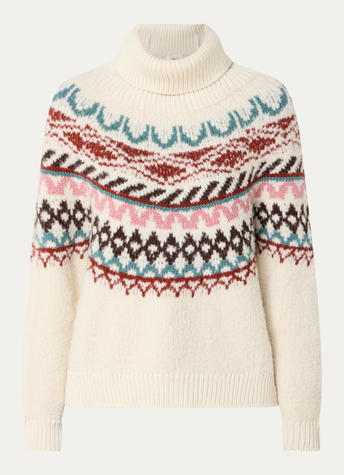 ba&sh Iceberg grofgebreide trui in alpaca wolblend met col - voorkant gebroken wit
