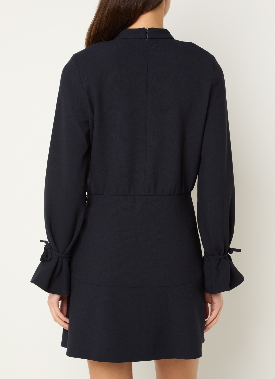ba&sh Ilana mini jurk met schoudervulling - achterkant 4 donkerblauw