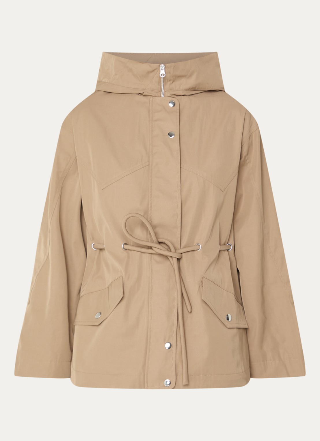 ba&sh Ilio trenchcoat met strikdetail - voorkant camel