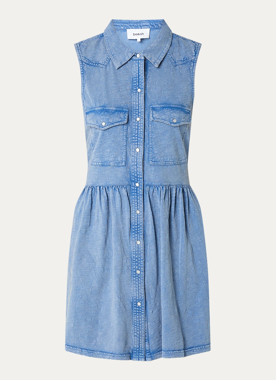 ba&sh Ilona mini blousejurk met verwassen afwerking - voorkant 2 indigo