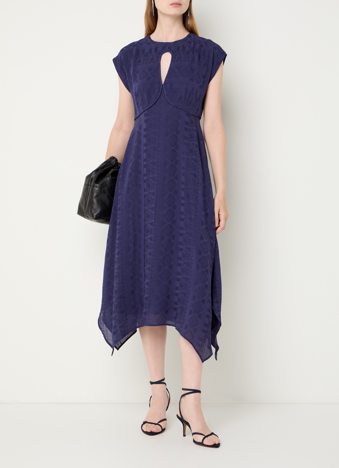 ba&sh Inia midi jurk met cut-out detail - detail 4 donkerblauw
