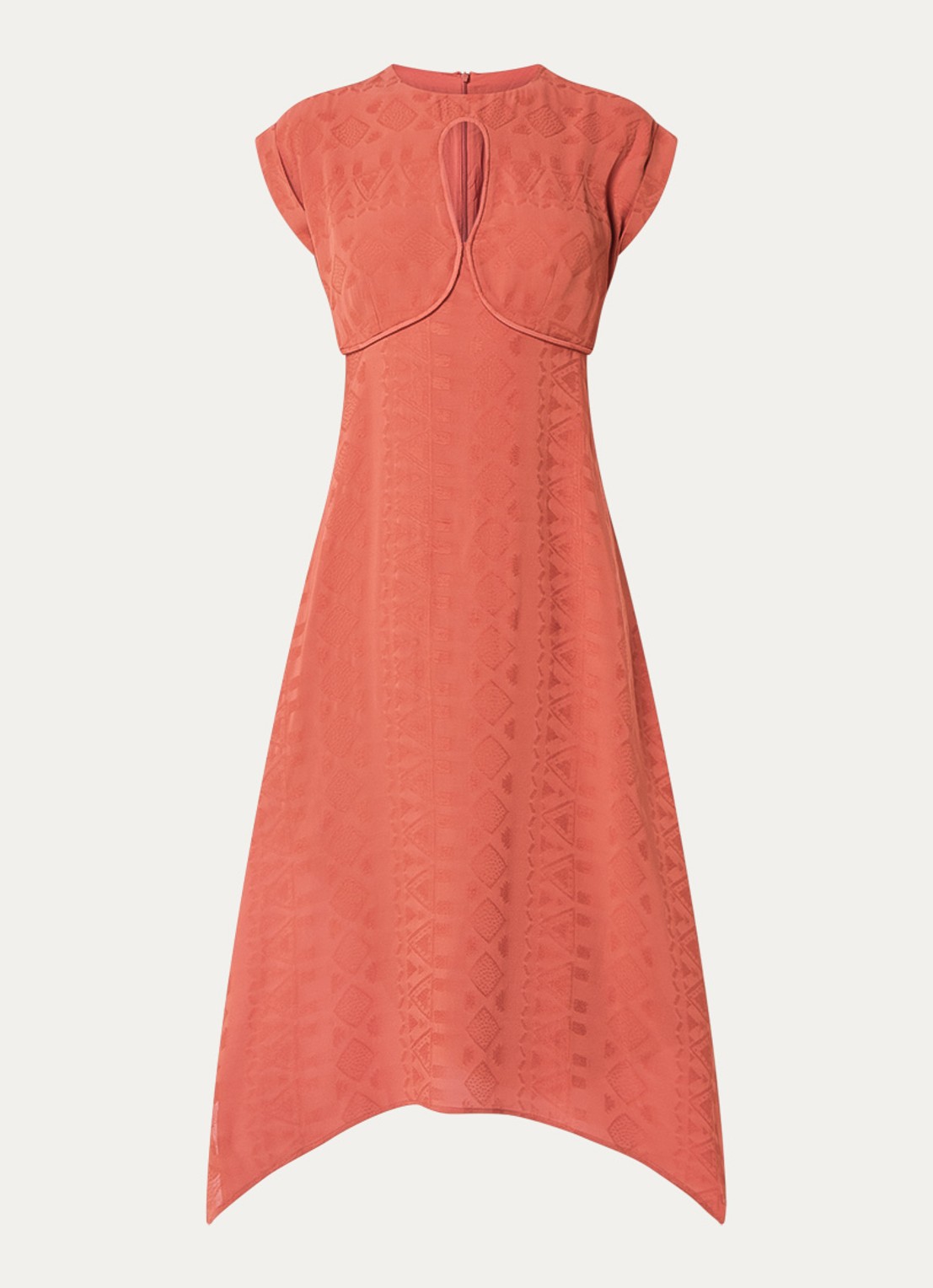 ba&sh Inia midi jurk met cut-out detail - voorkant 3 oranjebruin