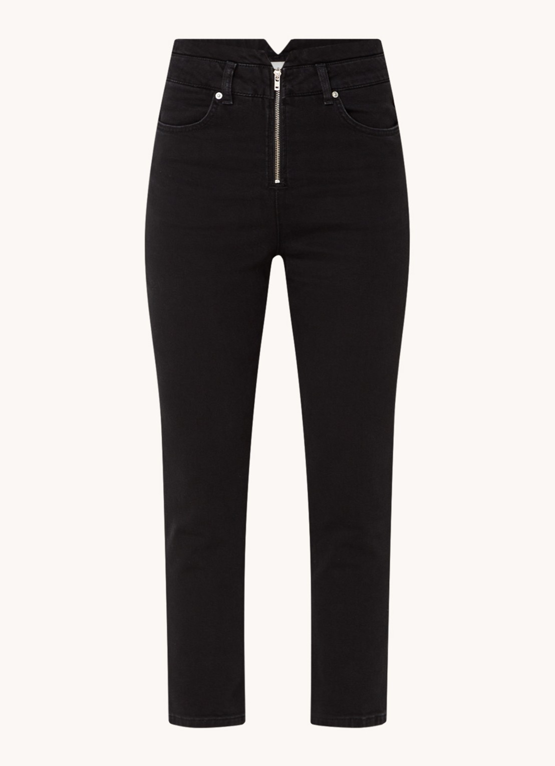 ba&sh Inzo high waist cropped slim fit jeans met gekleurde wassing - voorkant 2 zwart