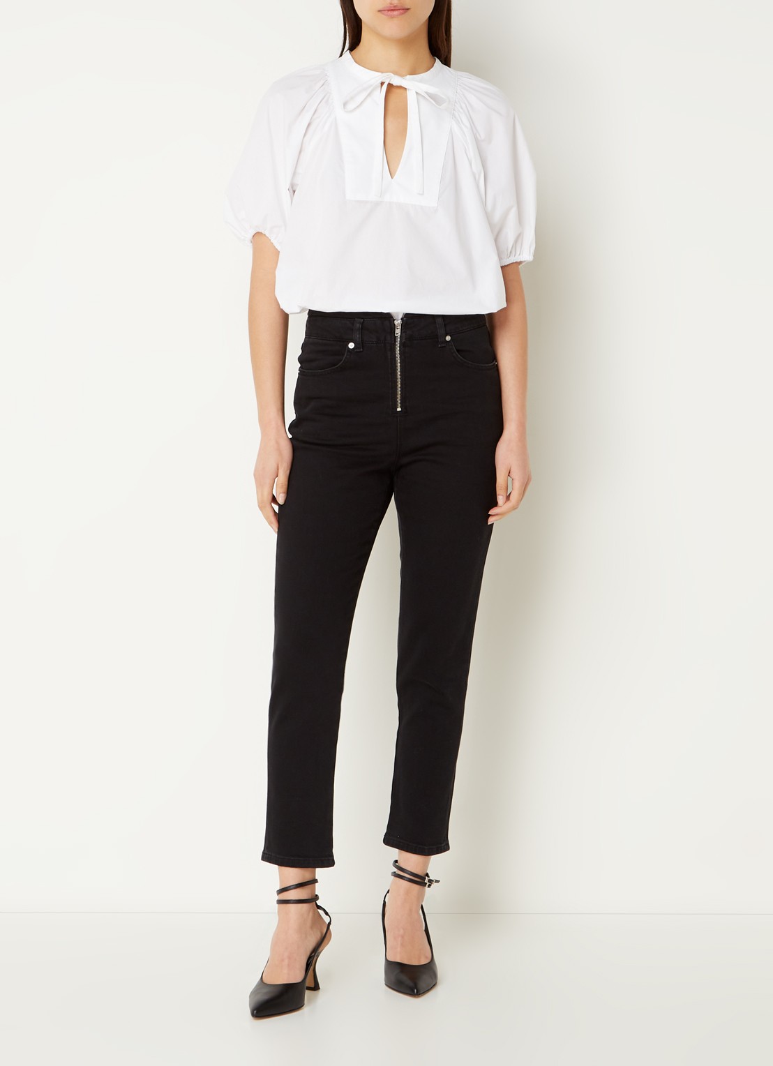 ba&sh Inzo high waist cropped slim fit jeans met gekleurde wassing - voorkant 3 zwart
