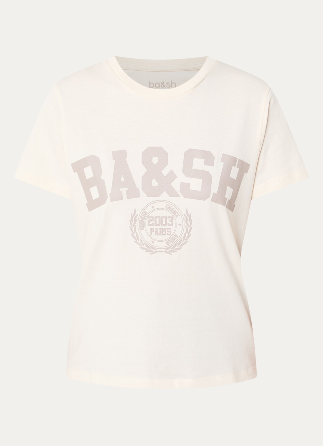 ba&sh Ioni T-shirt met logo - voorkant 3 gebroken wit
