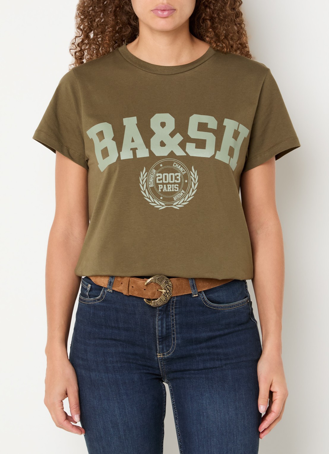 ba&sh Ioni T-shirt met logo - detail 4 khaki